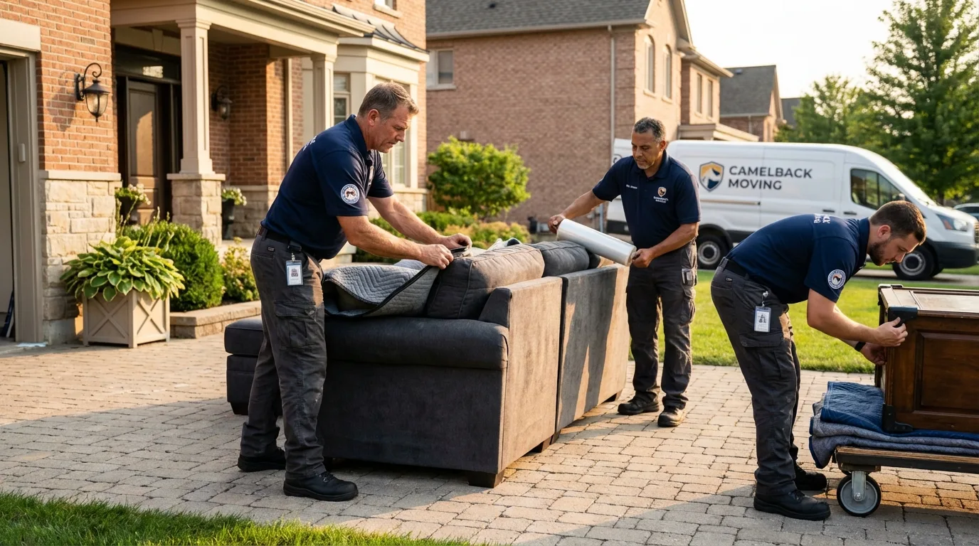 Large estate moving crew wrapping furniture in Marshall, AR